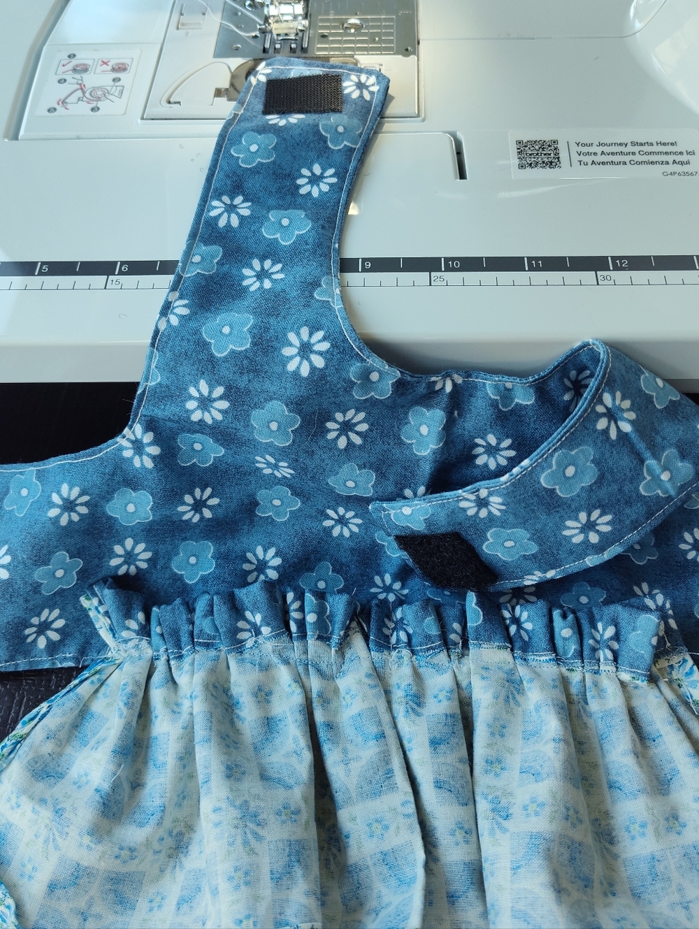 Blue Floral Ruffle Dog Dress with Bow - Picture 5 of 7
